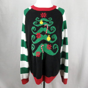 Ugly Christmas Tree Sweater Mustache Branches